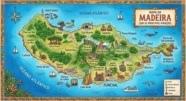 Mapa Roteiro 5 dias na Madeira