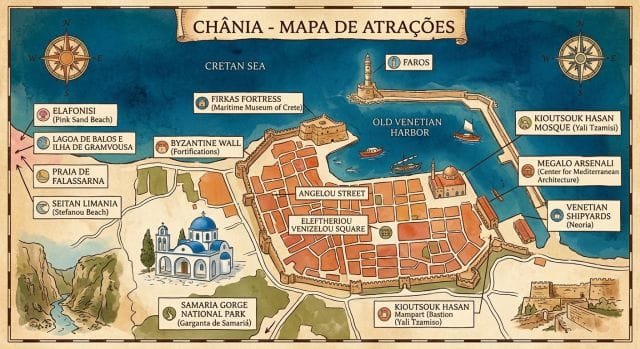 Mapa do Centro Histórico de Chania