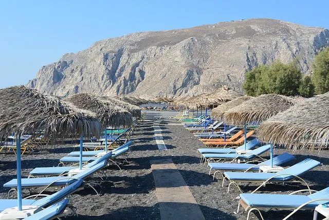 Kamari Beach visitar em Santorini