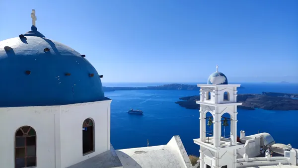 instagramáveis de Santorini Blue Dome Imerovigli