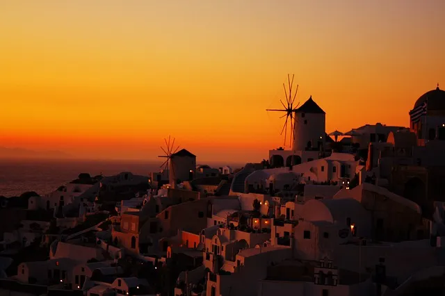Moinhos Sunset Oia visitar em Santorini